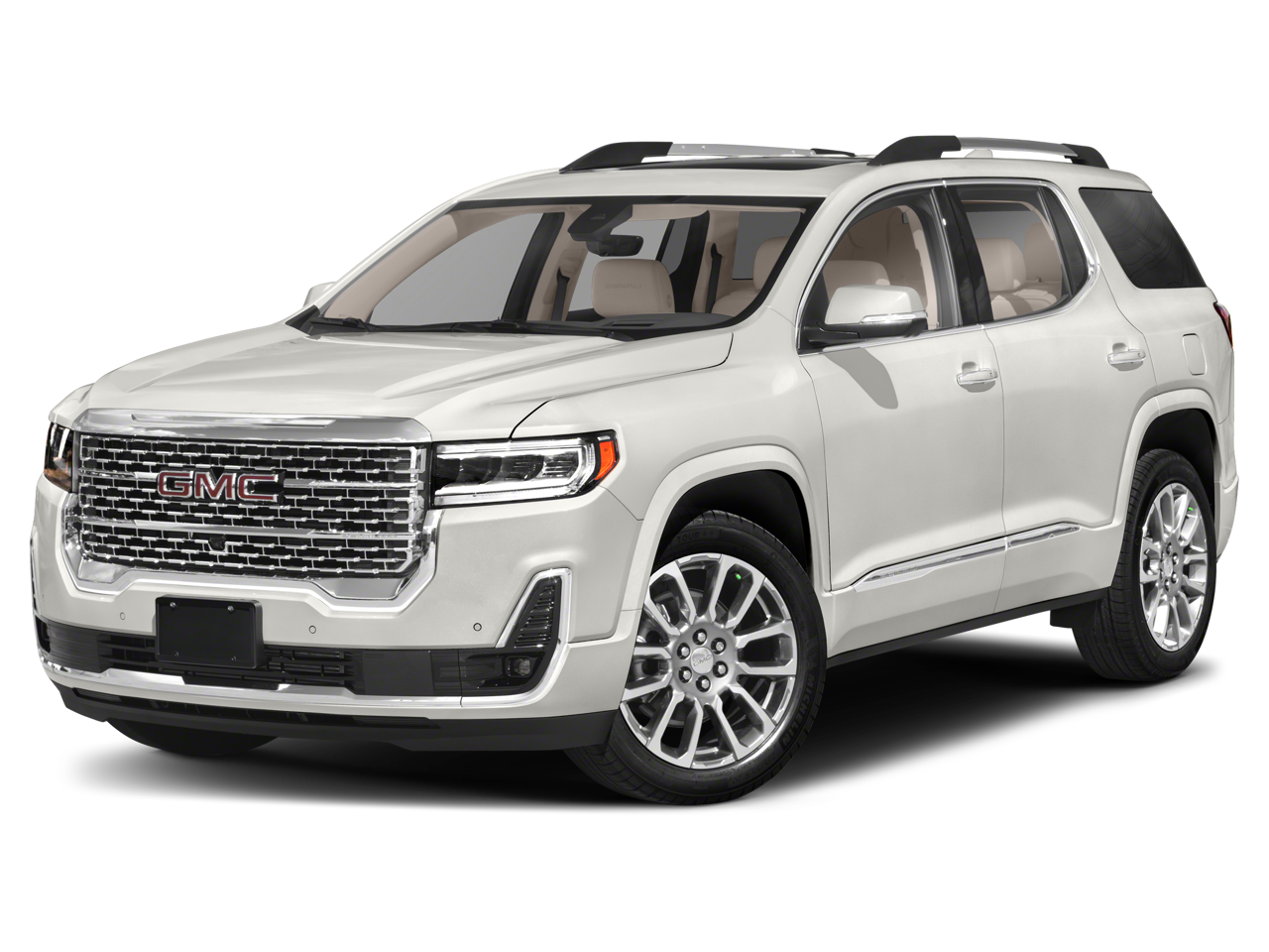 2023 GMC Acadia Denali in Ebony Twilight Metallic — front three-quarter view