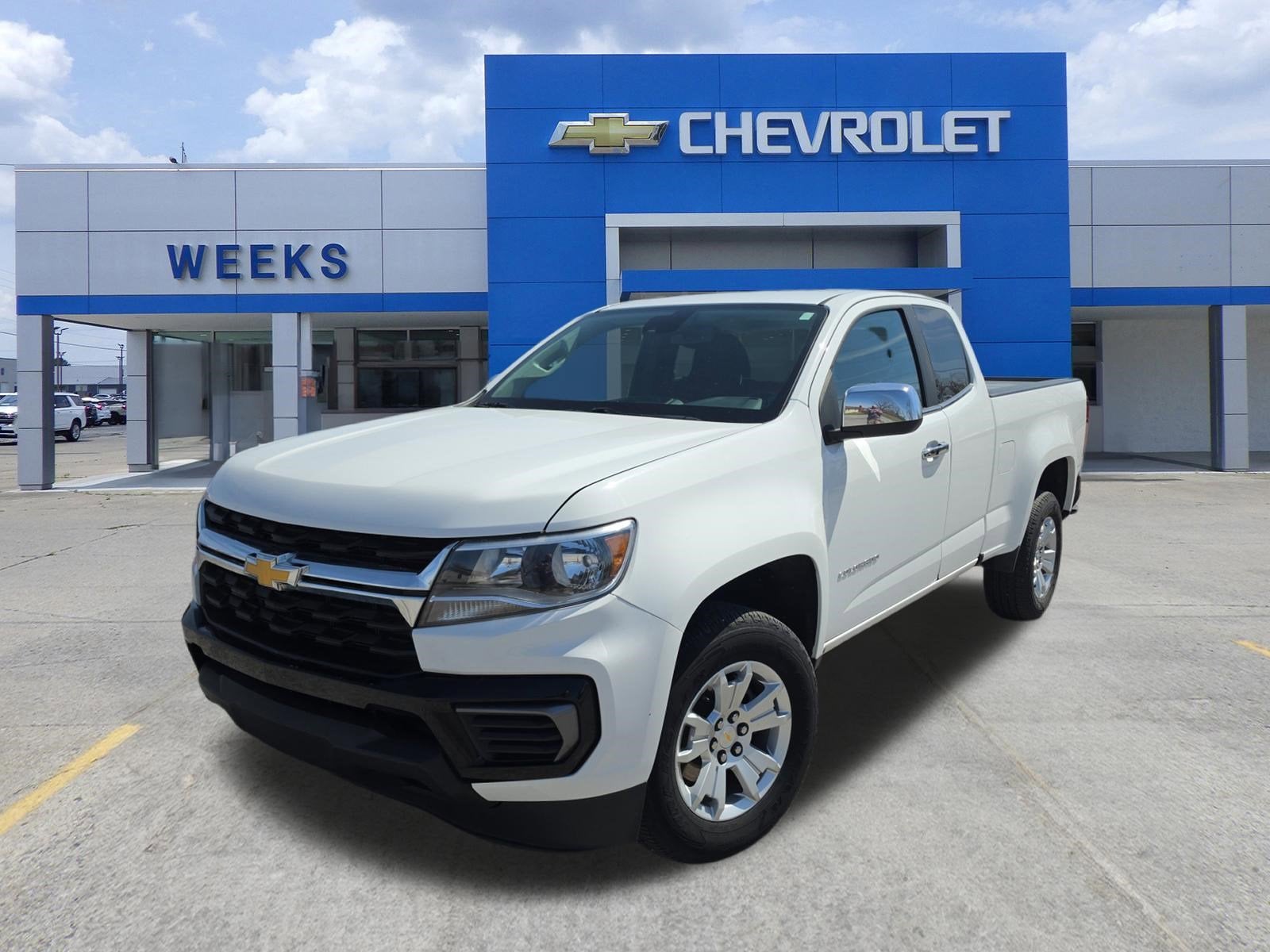 2022 Chevrolet Colorado LT in Summit White — front three-quarter view