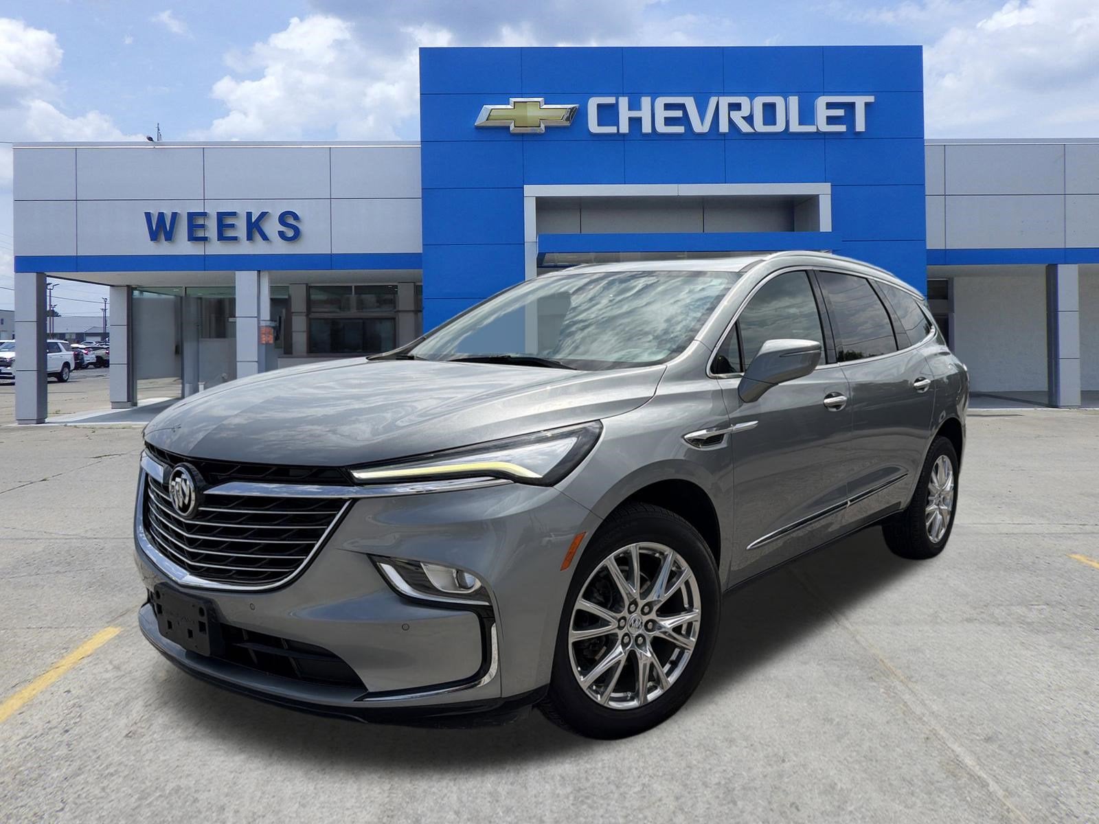 2023 Buick Enclave Essence in Moonstone Gray Metallic — front three-quarter view
