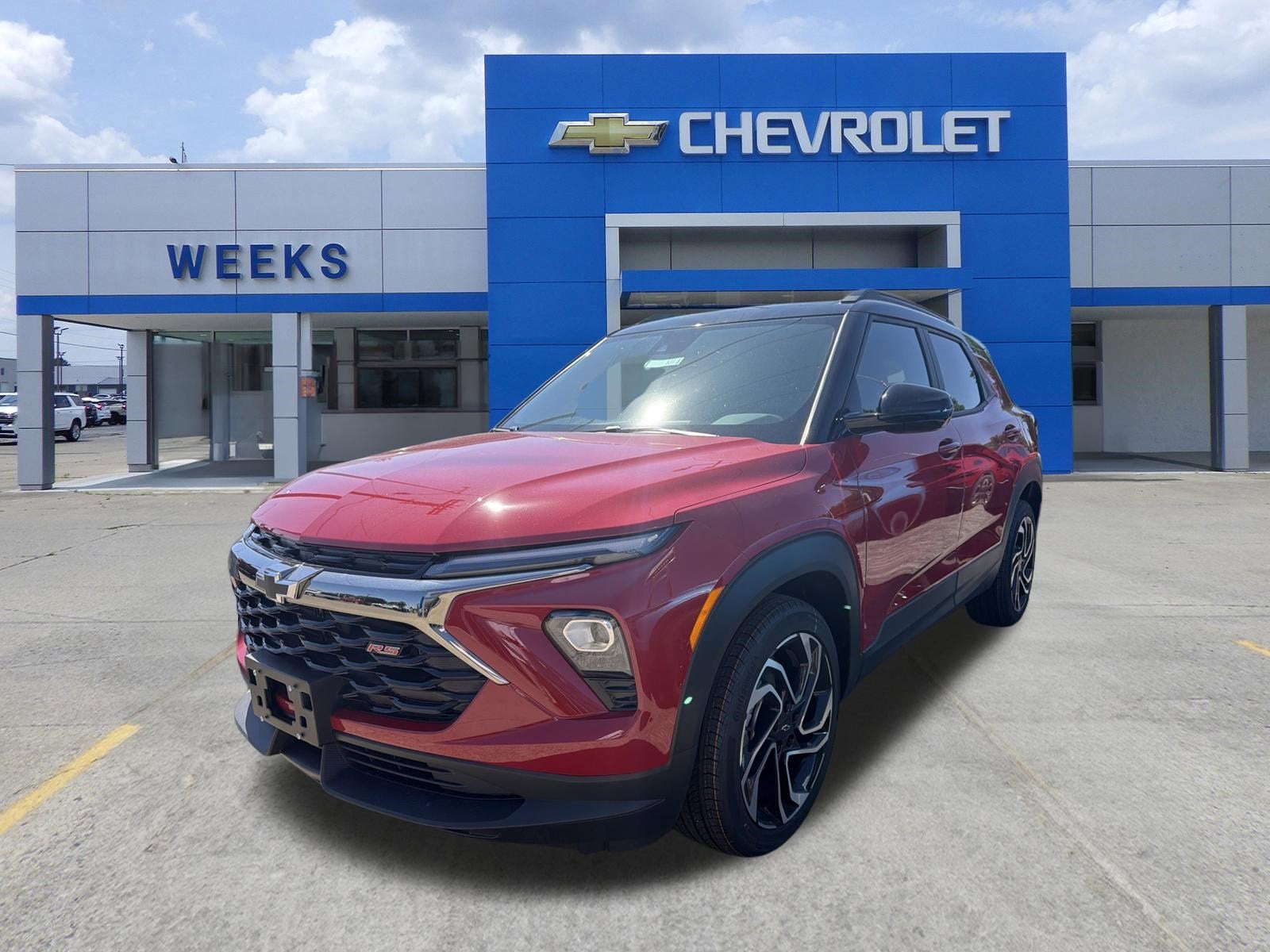 2026 Chevrolet Trailblazer RS in Apex Red — front three-quarter view